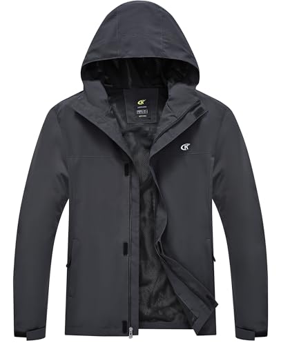 Image of YuKaiChen Mens Rain Jacket Waterproof Hooded Windbreaker Jacket Lightweight Outdoor Hiking Shell Coat
