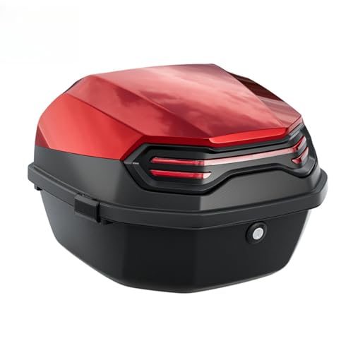 バイク リアボックス 35L バイク用 リアボックス トップケース バイクボックス 着脱可能式 大容量 原付 スクーター フルフェイス収納可能 ヘルメット入れ 軽量 防水 防塵 (ヒロイックレッド,トランク + アッパーライナー&ロアライナー)