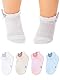 IYOU Baby Mädchen Socken weiß Baumwolle Crew Socken dünn Sommer Mesh Babysocken für Kleinkind Kleinkind Mädchen (4 Paare), 6-12 Monate