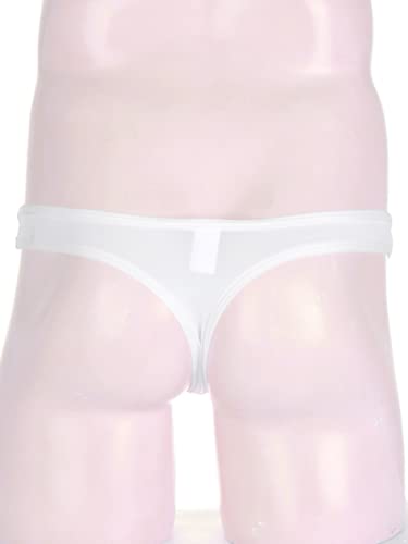 Sxiwei Men's Sheer Bulge Pouch Briefs Thongs Low Rise Hollow Out Bikini Underwear Cheeky Panties White A Xx-Large #TOP5