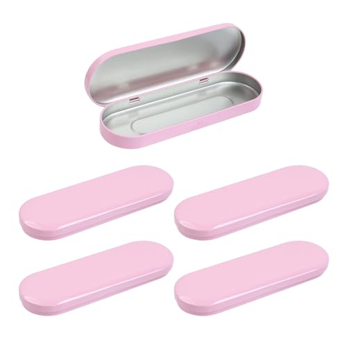 Image of T Tulead 5PCS Tinplate Box Containers Pencil Case Empty Hinged Tins Storage Organizer Box for Pens Brushed Tools Pink