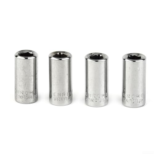 Feegow Lot de 4 adaptateurs carrés de 6,35 mm vers douille hexagonale, en acier au chrome vanadium, porte-embout de tournevis pour perceuse, ensemble d'outils électriques