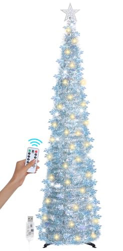 SINTENILL Árvore de Natal pop-up de 1,8 m com luzes de temporizador, árvore de Natal artificial de t