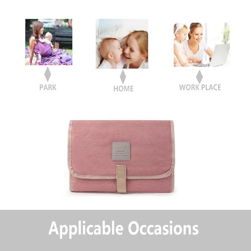 Portable Foldable Nappy Changing Pad - Waterproof Travel Changing Mat for Newborns & Infants, Pink - Image 5