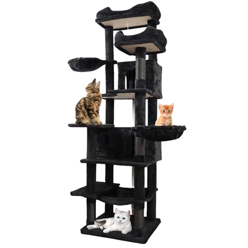 Árbol para gatos negro alto 68 pulgadas interior miniatura 1
