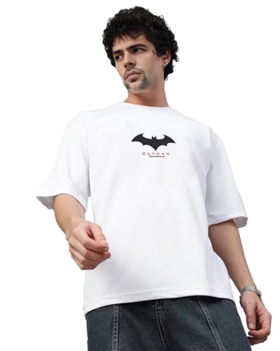 Image of Men's Oversized Batman T-Shirt - Cotton Half Sleeve Graphic Tee | Superhero Printed Casual T-Shirt for Men