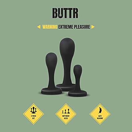 BUTTR Set de Entrenamiento Buttplug Butt Kickers - Juego Completo con 3 Tamaños Diferentes de Tapones a Tope - Estimulación del Ano, para Hombres y Mujeres - Tamaños, Pequeño, Mediano, Grande