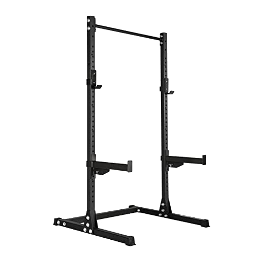 Image of BullrocK Raptor Squat Stand 486 Multipurpose Rack with Pull-Up Bar for Home & Commercial Gym Bench Press & Squatting Powerlifting Steel Squats Rack (Spotter Arms + Signature Black)