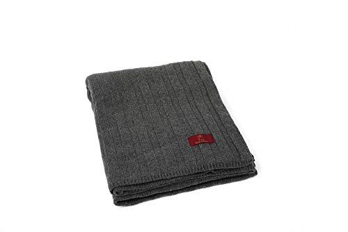 Ritter Decken Strickdecke Estoril aus 100% mulesingfreie Wolle (weich) in 150 x 200 cm (anthrazit) Weiche und warme Wolldecke. Geeignet als hochwertige Kuscheldecke und Tagesdecke Cover