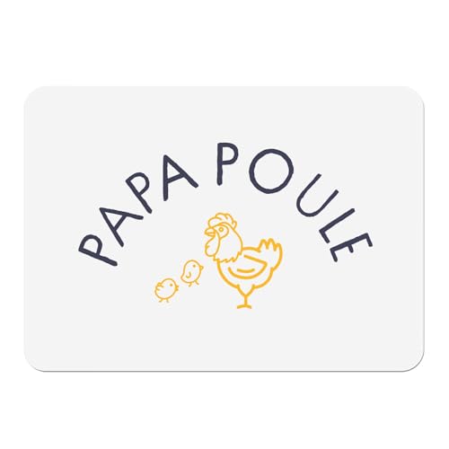 Sets de table blanc Papa Poule en liège grand format 39,5 x 28,5 cm x4