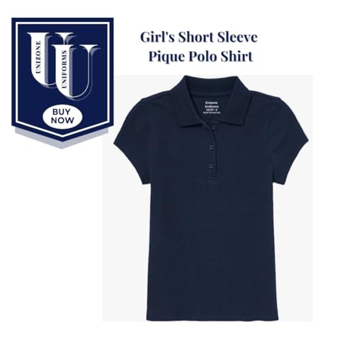 Girls short Sleeve Pique Polo Shirt, Navy, Medium2