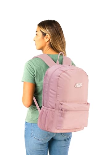 Skechers 365 Essential Travel Backpack for Women & Men, College Backpack, Laptop Bag, Multipurpose Back Pack & Book Bag (Lotus & White)2
