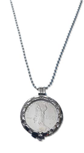 Moneda de 500 liras de plata en collar largo Leopardi para looks diarios