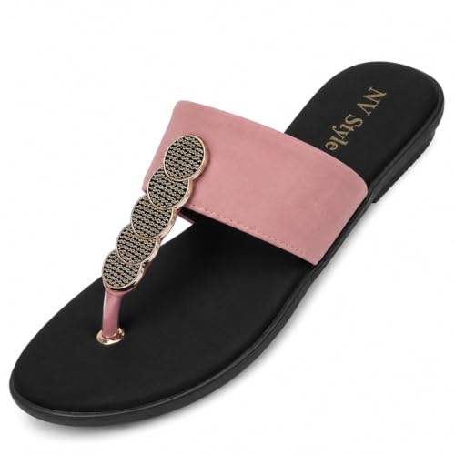 Image of Women's and Girls Synthetic Flat Slippers Comfortable Casual Sandals Comfortable Footwear for Office Casual Daily Use 1 Pair