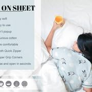 Miniatura 9 de Sábana bajera con cremallera, incluye 1 base ajustable + 2 sábanas con cremallera, fácil de cambiar, sábana bajera de hasta 16 pulgadas de