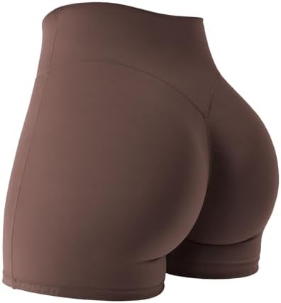 YEOREO Women Gym Shorts Workout High Waist Hidden Scrunch Butt Lifting Tummy Control 4.5" Yoga Impact Shorts