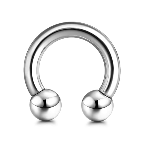 BodyBonita G23 Titanio Piercing Septum 8G - Pinzas de Barra Circular de Herradura Estirado Pinchador Piercings Nariz Aro Piercing Pendientes de Titanio ASTM F136 Para Mujer y Hombre 12 mm