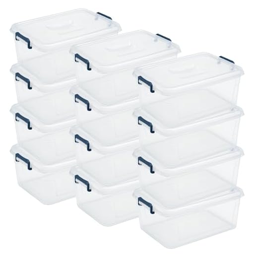 Tribello Clear Storage Bins with Lids, 12-Pack Stackable Plastic Storage Containers for Home Organization – Totes for Closet and Underbed Storage, 16 Quarts