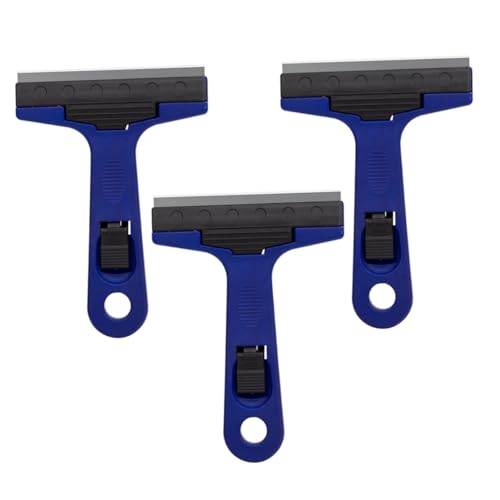 BRIGHTFUFU 3 Piezas Espátulas de Limpieza Portátiles para Vidrio Paredes y Suelos Cuchillas Reemplazables Duraderas y Fáciles de Usar Color Azul