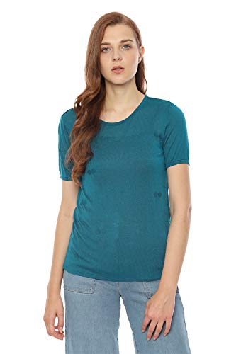 Allen Solly Women’s Plain Regular fit Shirt (AHFTCRGFT28368_Green_Medium)
