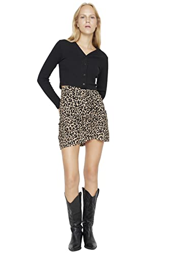 Design: questa minigonna da donna e ragazza. Questa gonna in maglia ha un design Bodycone con un motivo di stampa animalier.