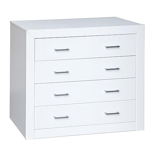 MOBLIT Cómoda 4 cajones, Serie Kalpe, Medidas 80x95x40 cm (altoxanchoxfondo), Robusta y Resistente (Blanco Lacado)