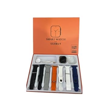 Smartwatch Ultra 9, 49mm, Tela 2.06", Kit com 7 Pulseiras Coloridas e Carregador Sem Fio Capinha Case