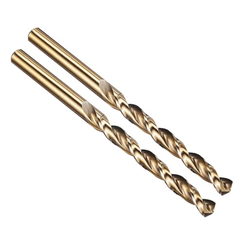 PATIKIL Lot de 2 forets de 6 mm, M42 8 % cobalt en acier rapide à tige droite 135° finition dorée pour métal dur alliage de titane haute température