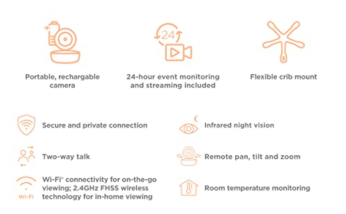 Motorola Nursery VM855 - Vigilabebés con conexión Wi-Fi con aplicación y unidad para padres de 5 pulgadas, visión nocturna, temperatura y conversación bidireccional, 480p, Sólo movimiento - imagen 11