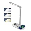 Wireless Charging LED Desk Lamp for Home Office Adjustable Dimming Rotatable Foldable Suitable for Desktop Reading Studying Working 15W Power White
