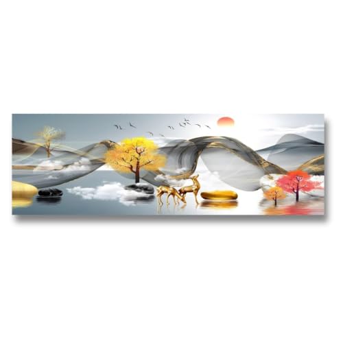 Image of Polyester AC Cover 1.5 Ton Golden Sunset | Printed, Air Conditioning Dust Cover, Folding Designer, Indoor Split AC, 97X 31X 21 CM
