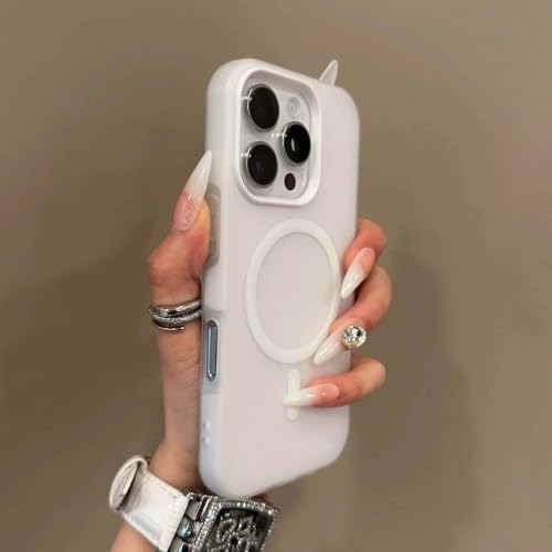 Coque 2 en 1 pour iPhone 15 Plus souple blanche et mate à induction