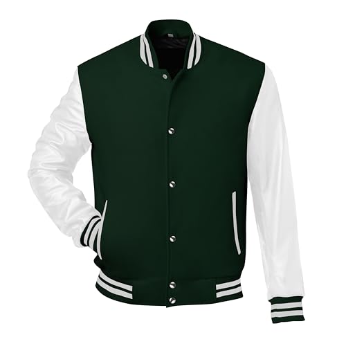 Image of Red And Black Letterman Jacket Men - Mens Black Varsity Letterman High School Baseball Bomber Jacket