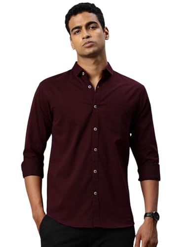 Image of Majestic Man Comfort Slim Fit Solid Pure Cotton Self Design Casual Shirt