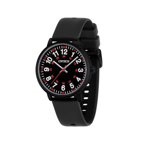CNYXCN Nurse Watch for Medical Students,Doctors,Women Men with Second Hand and 24 Hour,Easy to Read Dial,Silicone Band,Water Resistant (Black)