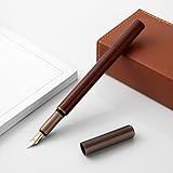  TiStm Stylo plume rétro bois Bronze stylo plume bureau affaires écriture Art calligraphie stylos à encre 0.5mm école étudiant papeterie (Color : D)