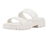 Olivia Miller Womens Tempting Slide, Square Sandals, White, Tpr Outsole; Size 8