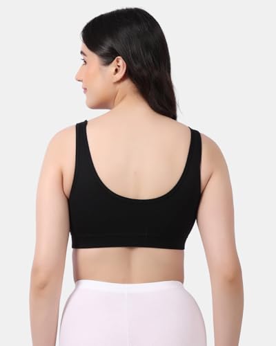 Image of Lavos Bamboo Cotton Comfort Sleeping Bra for Women, Slip On Bras to Wear at Home, Non-Padded & Non-Wired Sports Bras, Full /High Coverage, Soft Comfortable & Breathable Broad Strap Bra (Pack of 2)