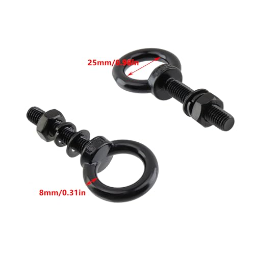 Image of Antrader Lifting Shoulder Eye Bolts, M10 Stainless Steel Machinery Shoulder Lifting Eye Bolt with Lock Nuts,Lock Washers,Flat Washers,M10 x 50mm,Black,6 Sets