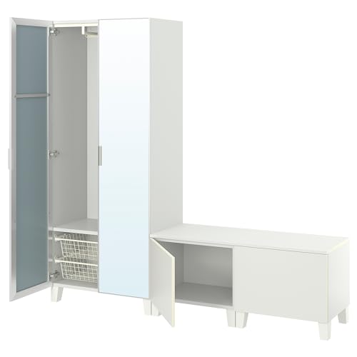 ProTuning PLATSA Armario con 4 puertas, cristal de espejo blanco STRAUMEN/FONNES blanco, 200x42x191 cm