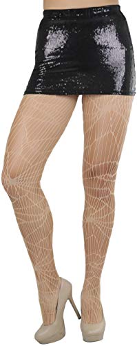 Image of ToBeInStyle Women's Spiderweb & Crawling Spider Print Hosiery Tights & Thigh High Stockings