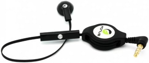 Black Retractable 3.5mm Mono Handsfree Headset Earphone Single Earbud with Microphone for Blackberry Curve 9350 / 9360 / 9370 9300 / 9315 / 9330 / 8520 / 8530 - Torch 9800 / 9810 / 9850 / 9860 - Bold 9700 / 9780 - Tour 9630, 9650
