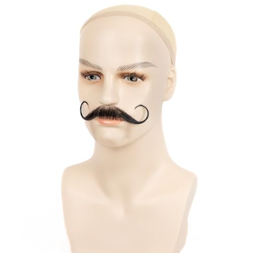 Fake Mustache Human Hair Beard DROPS TO (works on Natural Black-01-Natural Black) - image 4
