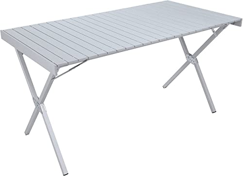 ALPS Mountaineering Folding Camping Table with Smooth Easy-to-Clean Roll Top and Sturdy and Lightweight Aluminum X Frame, Shoulder Carry Bag, X-Large, Silver - New