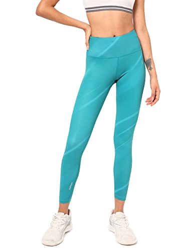 Image of CULT High Waist Running Tights with Side Pocket | Geometric Print | Breathable | Moisture-Wicking | Curved Hem