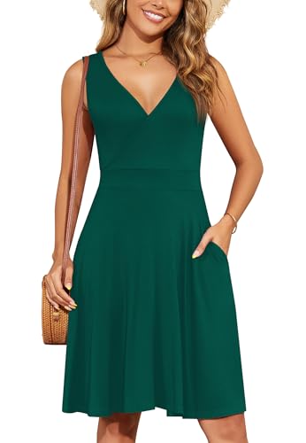 Image of WEACZZY Women's Summer Sleeveless Casual Dresses V-Neck Wrap Floral Holiday Tank Dress Flowy Beach Sundress with Pockets