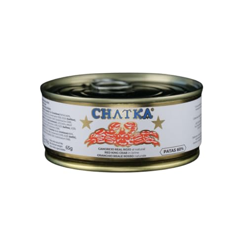 Chatka. Conserva en formato tradicional 60% patas de auténtico cangrejo Real rojo y carne desmigada (65 gram)