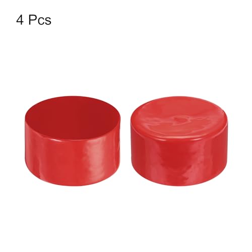 Image of uxcell 4pcs Rubber End Caps 90mm ID Vinyl Round End Cap Cover Screw Thread Protectors Red, 50mm Height