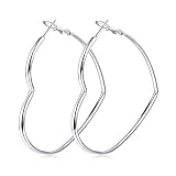 Pendientes de aro con forma de corazón geométricos grandes, aretes colgantes minimalistas, regalos, Zinc, Sin piedra preciosa