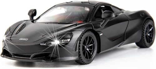Alloy Collectible Green McLaren 720s Toy Vehicle Pull Back DieCast Car Model with Lights and Sound-Black